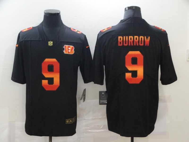 Nike Bengals 9 Joe Burrow Black Colorful Fashion Limited Jersey,We sell and wholesale Nike Bengals 9 Joe Burrow Black Colorful Fashion Limited Jersey on line form chian!